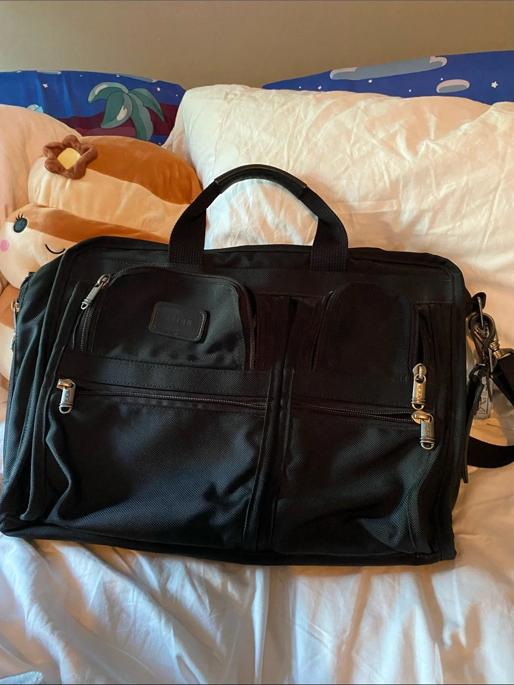 Tumi Black Nylon Laptop Briefcase with Shoulder Strap